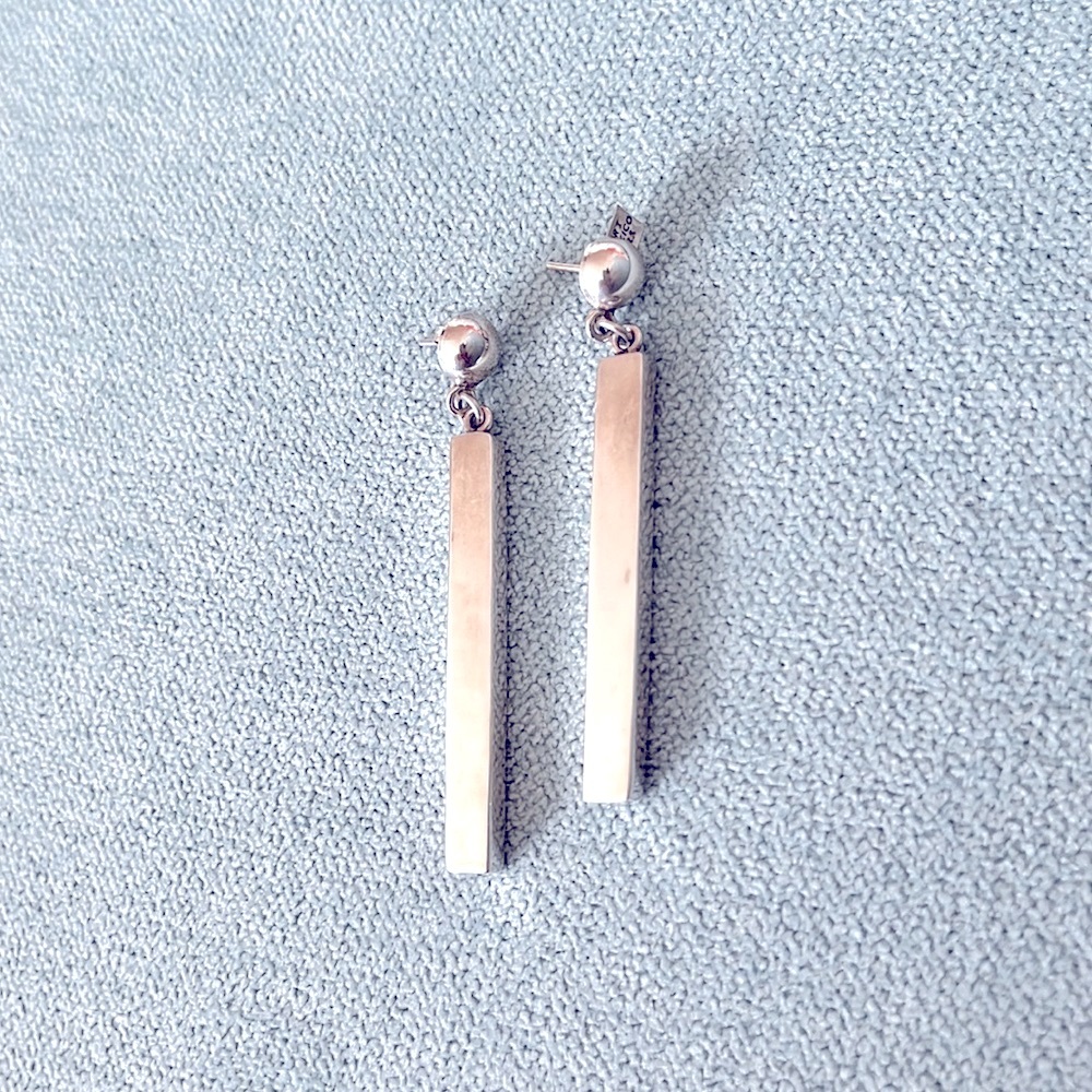 Taxco 925 Sterling Silver Bar Dangle Earrings